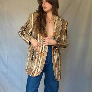 Southwestern Fringe Tapestry Suit Jacket